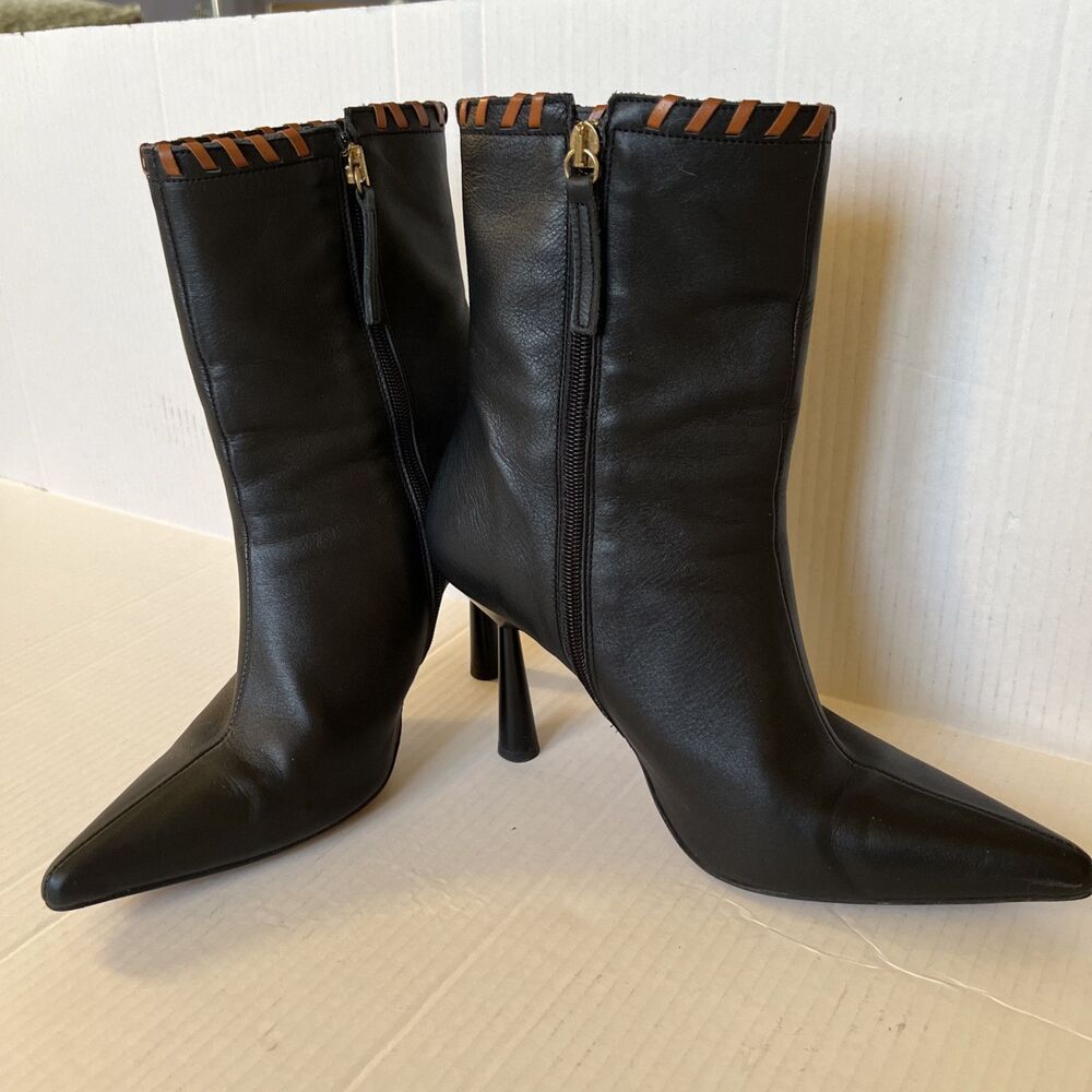 ALOHAS Boots Sz 40/9 Women's Leo Black Leather Made in Spain EXCELLENT